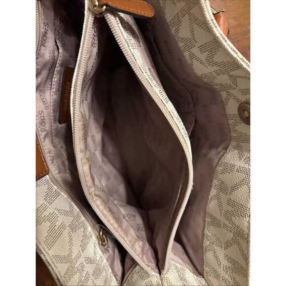 michael kors hamilton handbag large White And Brown Leather Strap - Picture 8 of 8